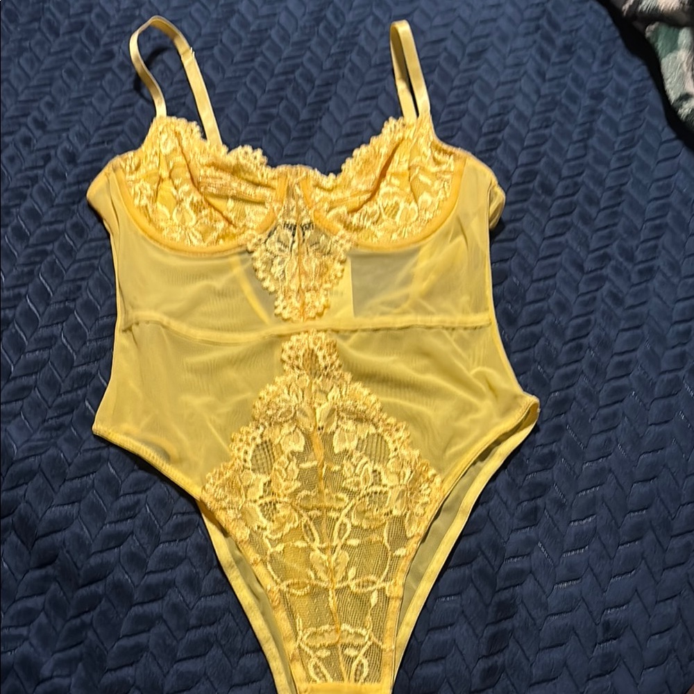 Forever 21 Yellow Lace Bodysuit
